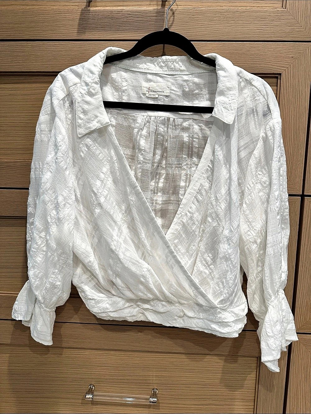 Anthropologie White Wrap Blouse Like New
